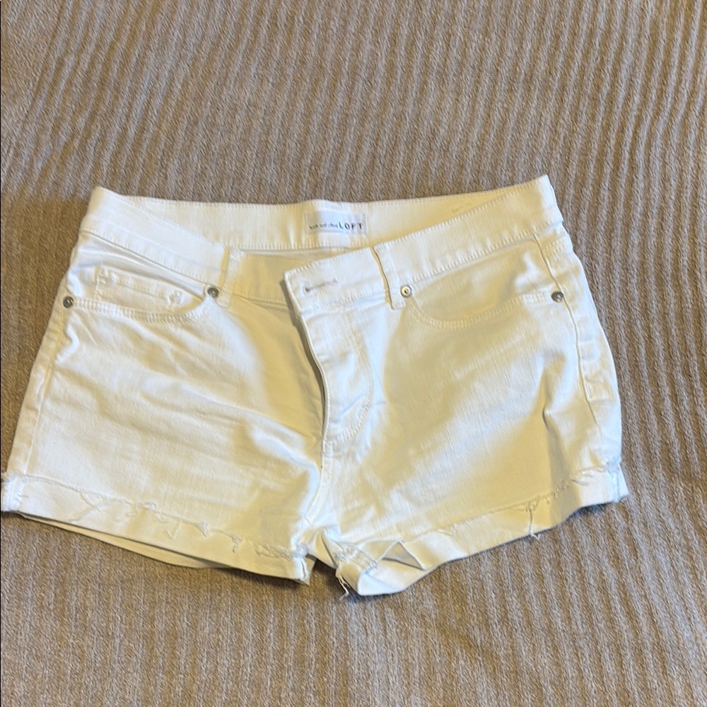 LOFT White Jean Shorts Classic Denim Style